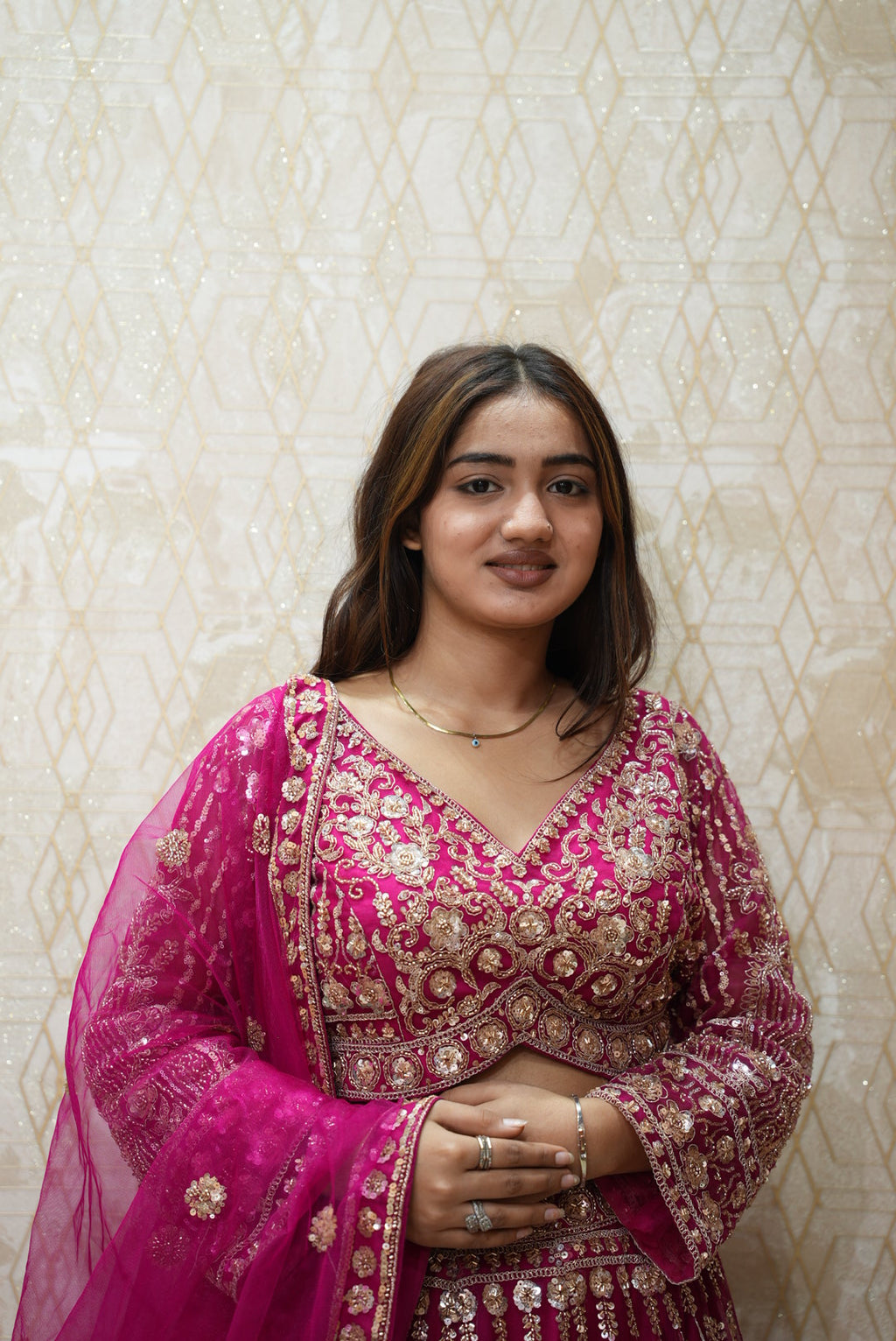 Royal Pink Embroidered Bridal Lehenga with Dupatta