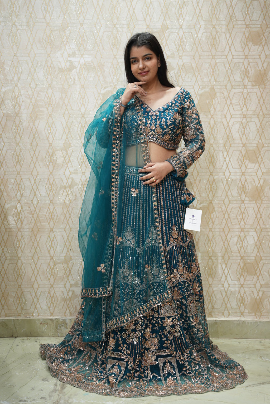 Elegant blue hues with intricate detailing — a perfect non-bridal lehenga for refined celebrations.