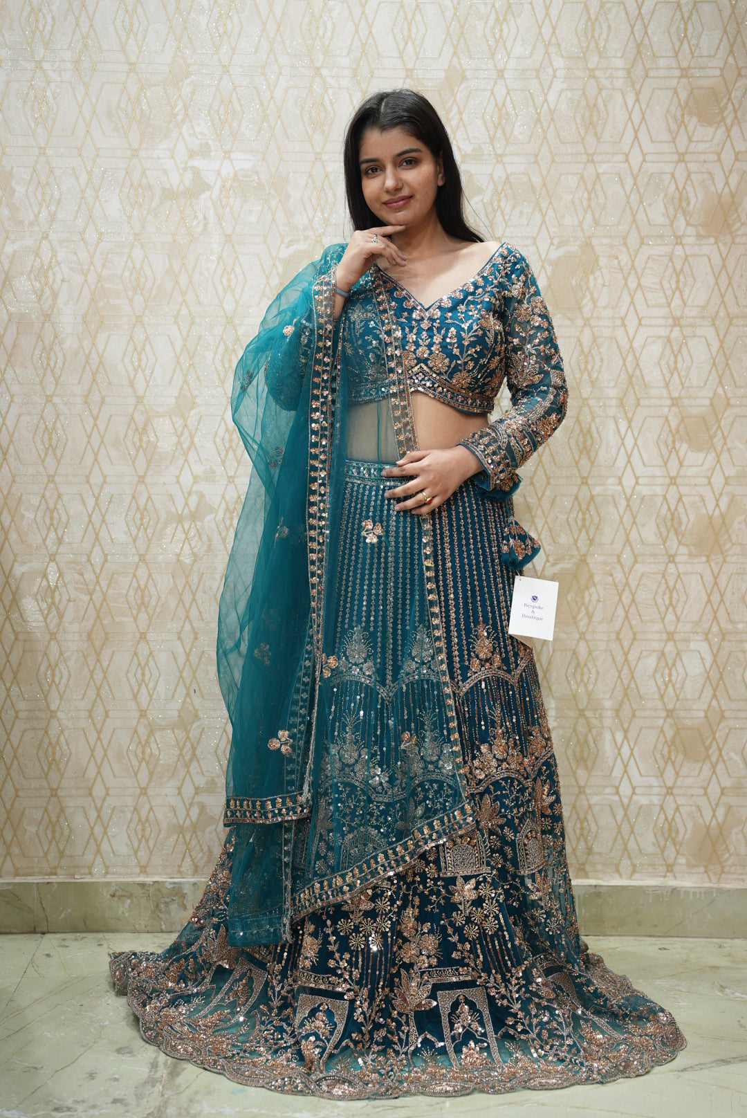 Elegant blue hues with intricate detailing — a perfect non-bridal lehenga for refined celebrations.