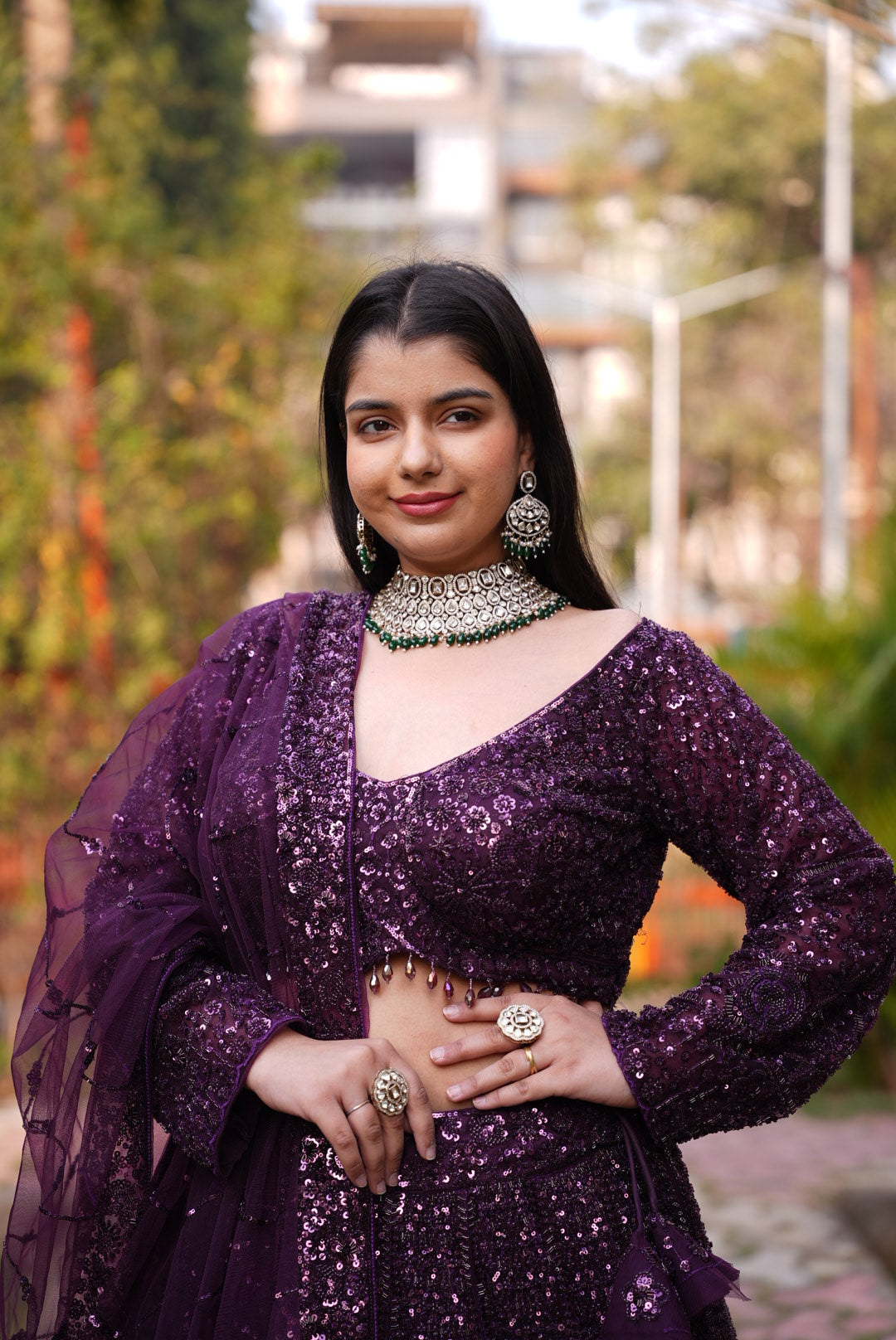 Royal purple elegance — a graceful non-bridal lehenga designed for festive celebrations.