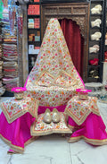 Blooming with Divine Elegance 🌸✨ A beautifully embroidered floral Guru Ji Chola Set in vibrant pink and ivory tones — crafted to bring grace, devotion, and royal charm to every darbar by Rajesh Collections.