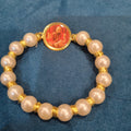Elegant Pearl Beaded Bracelet with Spiritual Photo Pendant